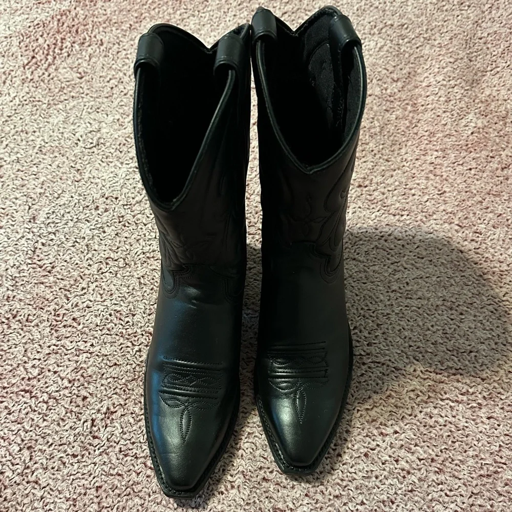 Abilene Black Cowboy Boots NWOT - Picture 3 of 4